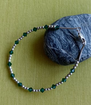 Conjunto collar y pulsera plata y cristal verde
