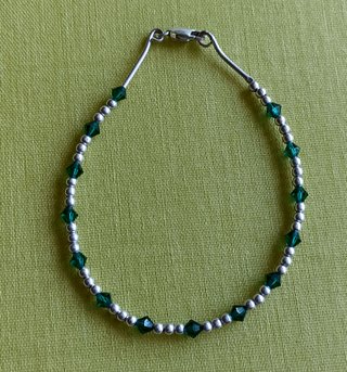 Conjunto collar y pulsera plata y cristal verde