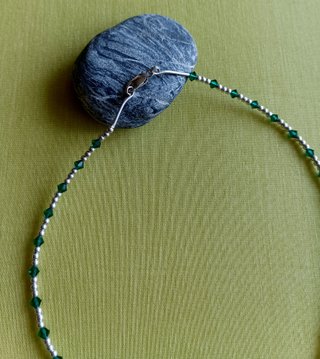 Conjunto collar y pulsera plata y cristal verde