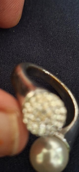 Anello bigiotteria perla e strass