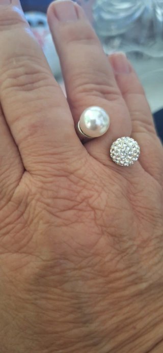 Anello bigiotteria perla e strass