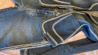 Completo 3 pezzi giacca, gonna, pantaloni denim