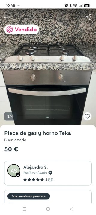 Placa de gas Teka con horno