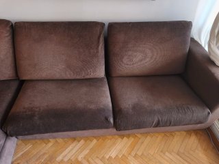 Sofá Chaise Longue Marrón Tela