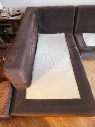 Sofá Chaise Longue Marrón Tela