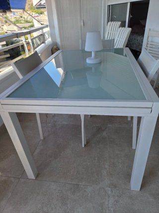 Mesa de terraza Exterior Cristal y aluminio 135x90
