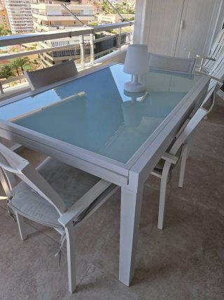 Mesa de terraza Exterior Cristal y aluminio 135x90