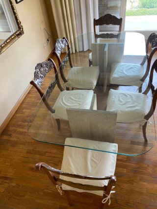 Comedor antiguo cristal y madera