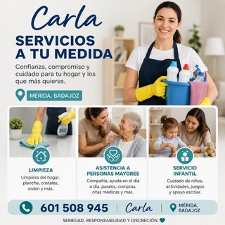 Servicios de limpieza, cuidado de mayores y niños