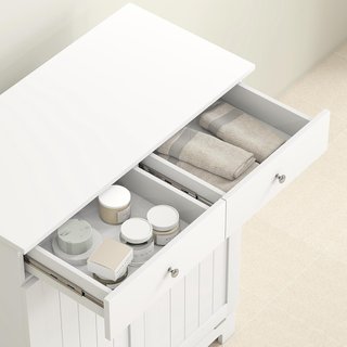Mueble Portabienvenida De Baño Con 2 Puertas Abatibles Y Cestos De Ropa Sucia, Armario De Baño Mueble De Lavandería De Madera Con 2 Cajones Y Bolsas Plegables Para Ropa, 78X38X90 Cm, Blanco