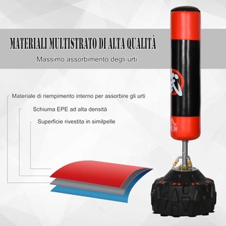 Saco De Boxeo De Suelo Para Adultos, Saco De Boxeo De 180 Cm Con 10 Ventosas, Sacos De Kickboxing Para Muay Thai MMA Entrenamiento Fitness, Para Casa Gimnasio En Casa, Negro Y Rojo