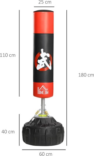 Saco De Boxeo De Suelo Para Adultos, Saco De Boxeo De 180 Cm Con 10 Ventosas, Sacos De Kickboxing Para Muay Thai MMA Entrenamiento Fitness, Para Casa Gimnasio En Casa, Negro Y Rojo
