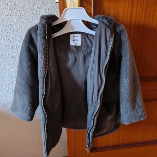 Abrigo pelo niña gris plomo LEFTIES talla 4-5 años