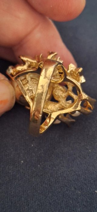 Anello bigiotteria strass perle dorato