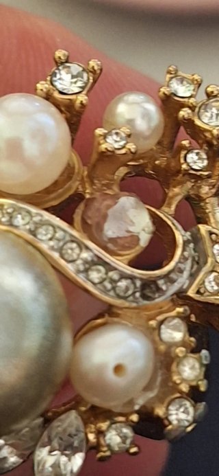 Anello bigiotteria strass perle dorato