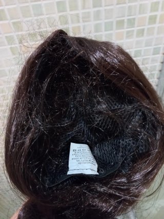 Parrucca sintetica per donna, colore castano