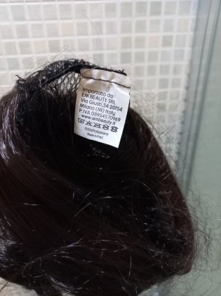 Parrucca sintetica per donna, colore castano