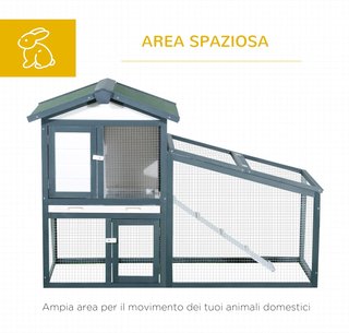 Jaula para Conejos Animales de Madera de Abeto Doble Puerta 140 x 65 x 100cm Verde y Blanco