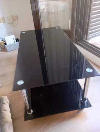 Mesa de centro cristal y metal