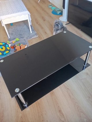 Mesa de centro cristal y metal