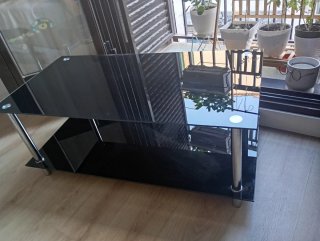 Mesa de centro cristal y metal