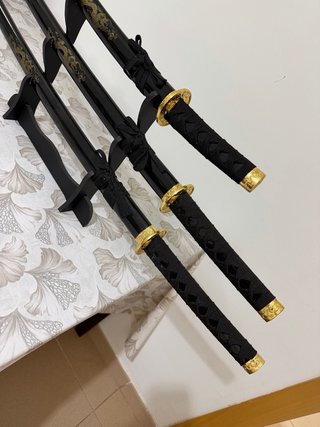 Set di 3 Katane Decorative Nere
