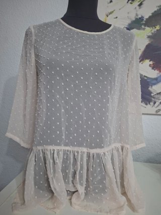 Blusa plumeti beige y blanca talla única