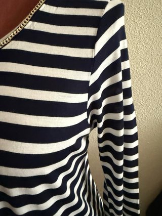 Camiseta Rayas Manga 3/4 Cadena Dorada