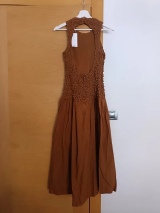 Vestido Mango Textura Espalda Abierta Talla S