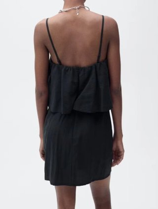 Vestido Mango Lyocell Volante Negro