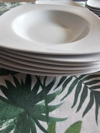 Juego Vajilla Porcelana Blanca Cuadrada 22 Piezas