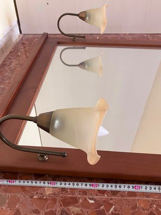 Espejo de baño madera y cristal