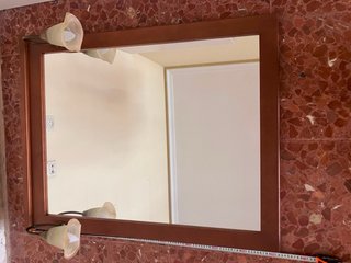 Espejo de baño madera y cristal