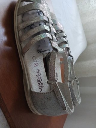 Sandalias Piel Plata Talla 35