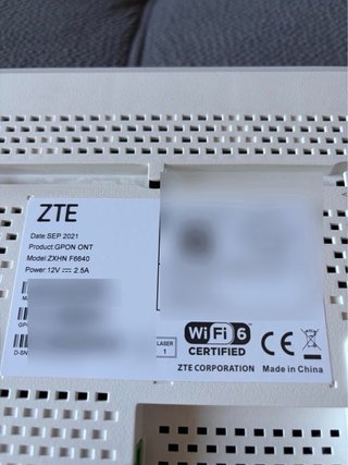 Router ZTE ZXHN F6640 WiFi 6 Livebox 6s GPON ONT
