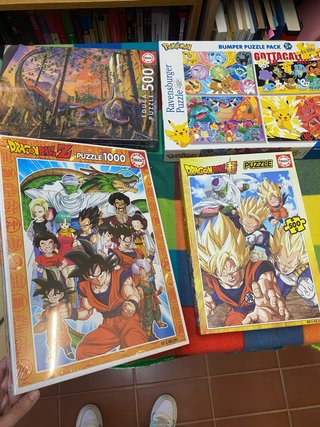 Lote 3 Puzzles Dragon Ball, Pokemon, Dinosaurios