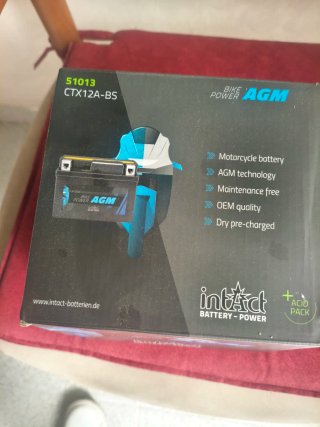 Batería Moto Intact AGM CTX12A-BS 12V 10Ah