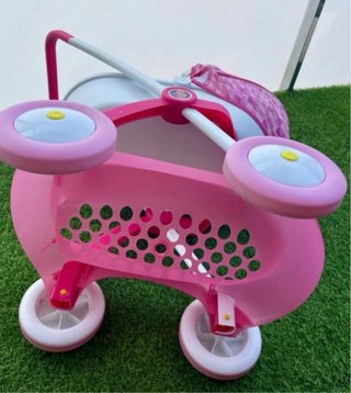 Carrito de paseo para muñecas rosa
