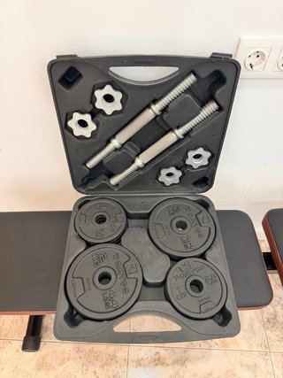 Banco de ejercicios + Mancuernas 50Kg