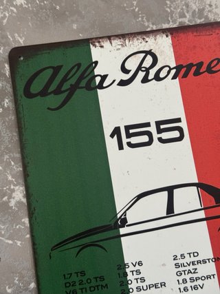 Chapa cartel metalico Alfa Romeo 155 vintage