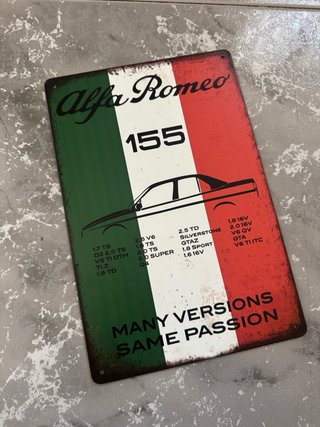 Chapa cartel metalico Alfa Romeo 155 vintage