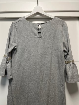 Vestido gris algodón manga 3/4 T-L