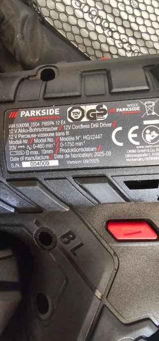 Taladro Atornillador Parkside 12V