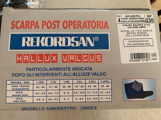 Scarpa Post Operatoria Rekordsan Hallux Valgus