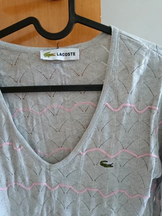 Suéter Lacoste Gris y Rosa Mujer