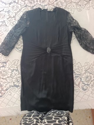 Vestido fiesta negro lentejuelas encaje
