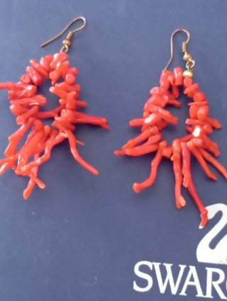 Pendientes rama, (Coral) del mediterráneo