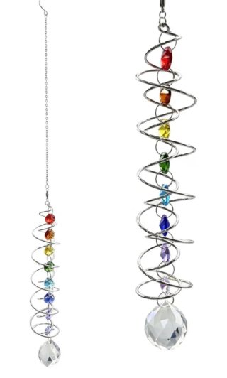 Atrapasoles espiral con cristales de colores