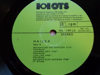 Haizea - "Haizea" (1977) LP