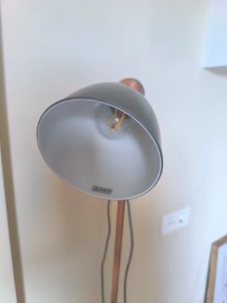 Lampada da terra vintage in metallo rame e grigio